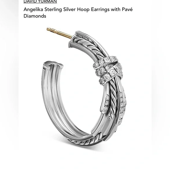 David Yurman Angelika Sterling Silver Hoop Earrings with Pavé - Picture 11 of 13